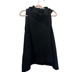 Alice + Olivia Black Wool and Cashmere Blend Top | Asymmetrical Hem | Size Small